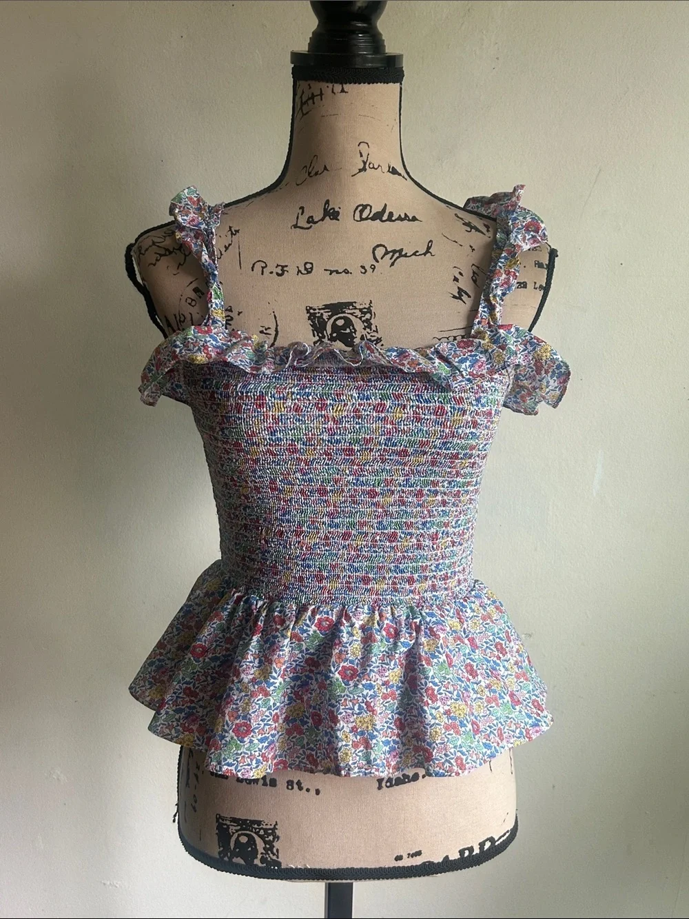 J. Crew Richmond Smocked Floral Peplum Ruffled Top Size XS